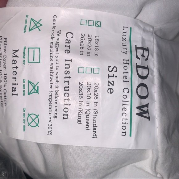2Pk Edow Luxury Hotel-Collection Soft Fluffy Down Bed Throw Pillows 18"x18" New - Picture 10 of 11